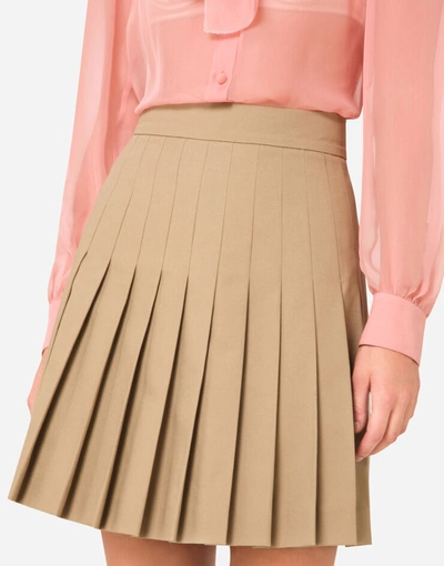 Shop Dolce & Gabbana Short Pleated Cotton Skirt