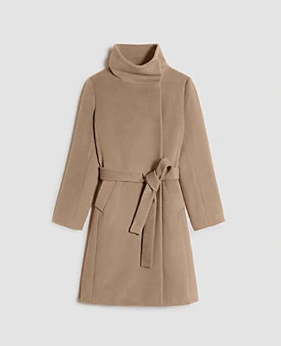 Ann Taylor Petite Belted Funnel Neck Coat In Rich Camel | ModeSens