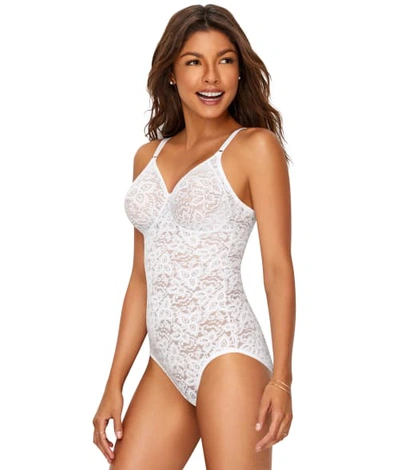 Shop Bali Lace 'n Smooth Firm Control Bodysuit In White