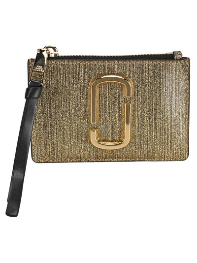 Shop Marc Jacobs The Snapshot Glitter Top Zip Multi Wallet In Gold