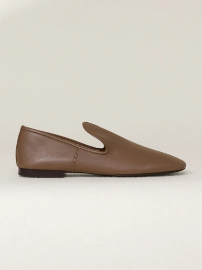 Shop Lemaire Soft Loafer In Khaki Brown