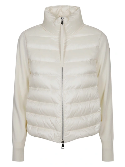 Shop Moncler Tricot Stand Neck Padded Jacket In White