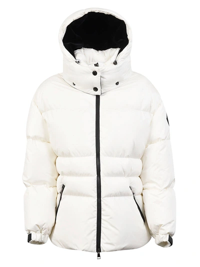 Shop Moncler Buttoned Hood Zip Padded Jacket In White