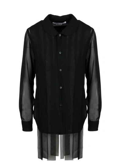 Shop Comme Des Garçons Comme Des Garçons Fringes Chiffon Shirt In Black