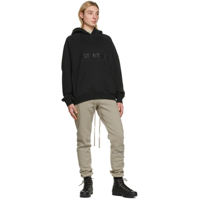 Shop Essentials Black Fleece Hoodie In Stretchlimo