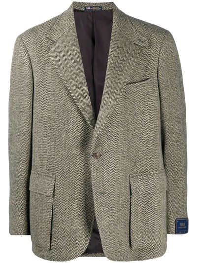 Shop Polo Ralph Lauren Herringbone Single-breasted Blazer In Brown