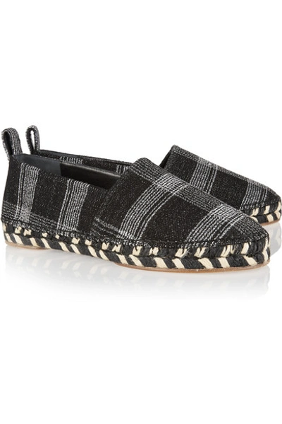 Shop Proenza Schouler Checked Wool-blend Espadrilles In Black