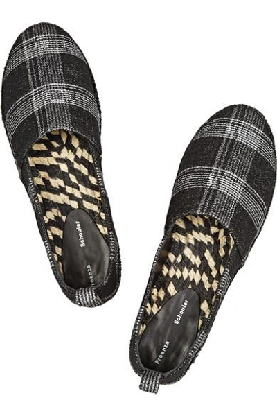 Shop Proenza Schouler Checked Wool-blend Espadrilles In Black