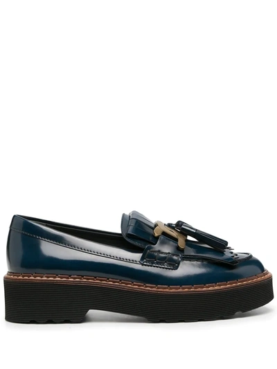 Shop Tod's Kate Tassel Loafers In Blue