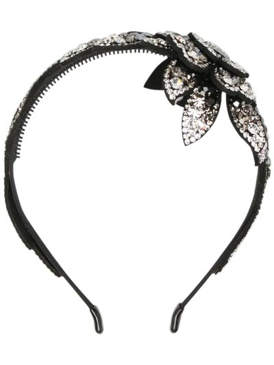 Shop P.a.r.o.s.h Cut-out Floral Embellished Hairband In Black