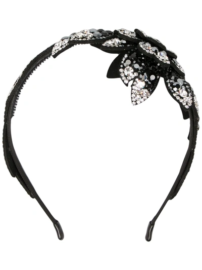 Shop P.a.r.o.s.h Cut-out Floral Embellished Hairband In Black