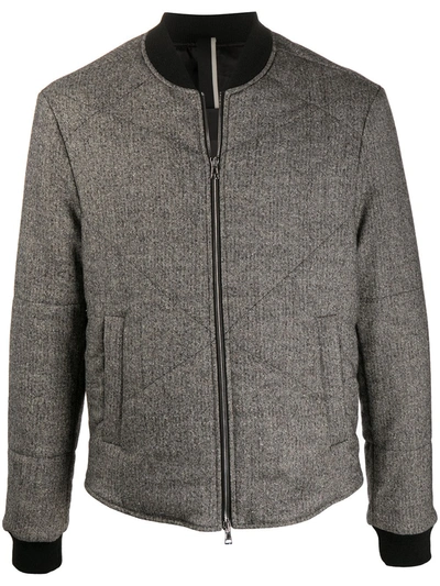 Shop Low Brand Herringbone-pattern Bomber Jacket In Grey