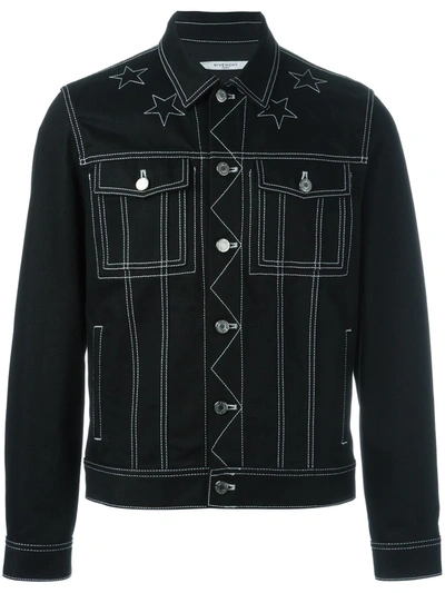 Shop Givenchy Contrast Embroidered Jacket In Black