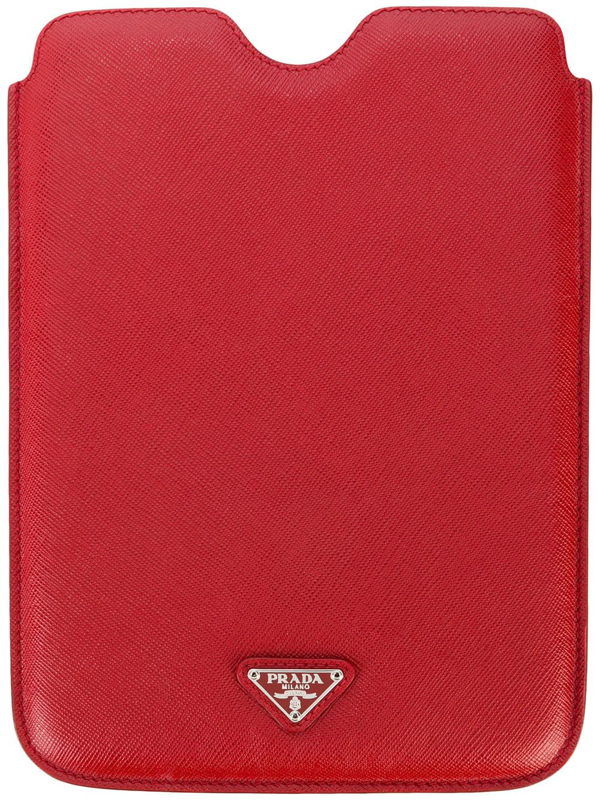 Prada Logo-plaque Tablet Cover In Red | ModeSens