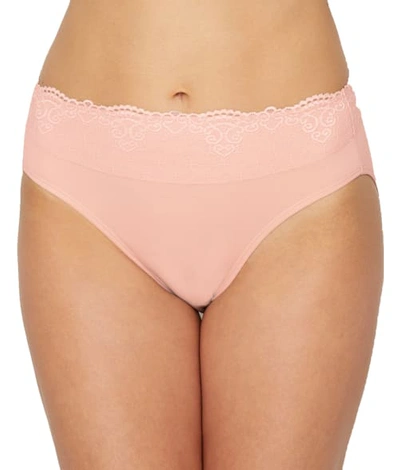 Shop Bali Smooth Passion For Comfort  Lace Hi Cut Brief In Sheer Pale Pink
