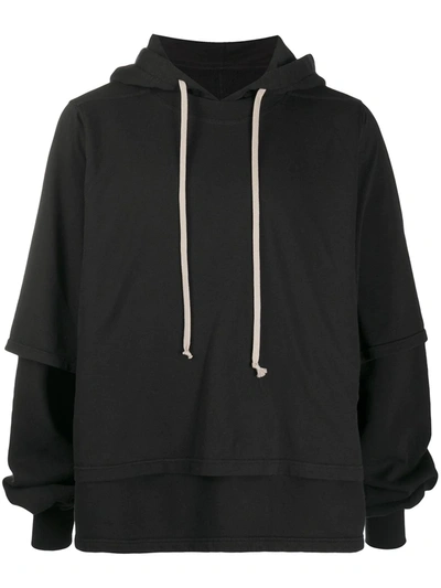 Shop Rick Owens Drkshdw Layered Cotton Hoodie In Black