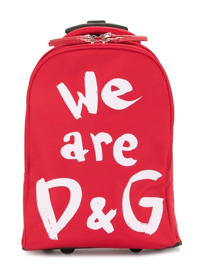 Shop Dolce & Gabbana Slogan-print 4-wheel Trolley In Red