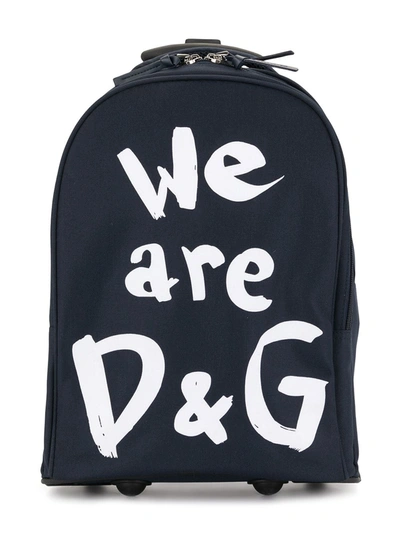 Shop Dolce & Gabbana Slogan-print 4-wheel Trolley In Blue