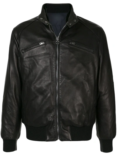Shop Ferragamo Zip-up Leather Jacket In Black