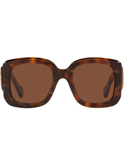 Shop Balenciaga Bb0069s Square-fframe Sunglasses In Brown