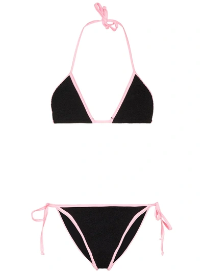 Shop Hunza G Carmen Ribbed Bikini Set In Black