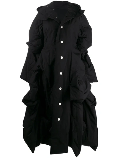 Shop Yohji Yamamoto Abstract-shape Padded Coat In Black