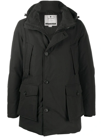 Shop Woolrich Hooded Padded Coat In Black