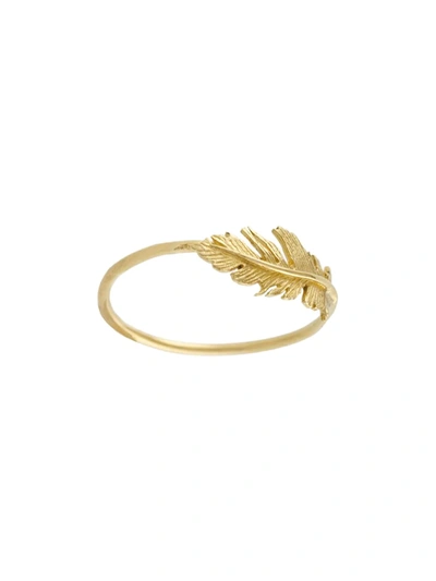 Shop Alex Monroe 18kt Yellow Gold Plume Ring