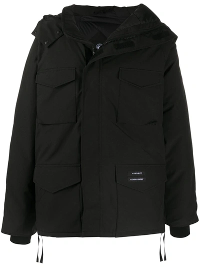 Shop Y/project Long-sleeved Off-centre Hem Parka In Black