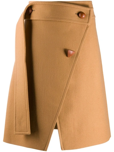Shop Stella Mccartney Asymmetric Wrap-style Skirt In Neutrals