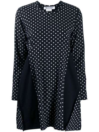 Shop Comme Des Garçons Comme Des Garçons Pleated Polka Dot Mini Dress In Blue