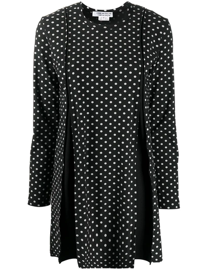 Shop Comme Des Garçons Comme Des Garçons Pleated Polka Dot Mini Dress In Black