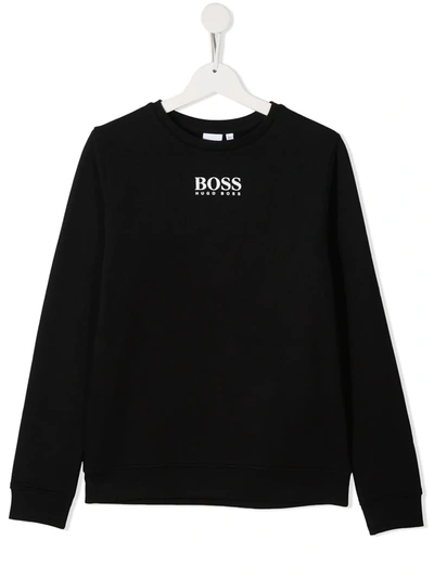 Shop Hugo Boss Teen Logo Cotton Sweatshirt In Black