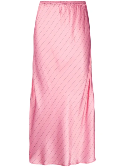 Shop Cecilie Copenhagen Gyrith Satin Midi Skirt In Pink