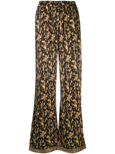 Shop Cecilie Copenhagen Amelia Abstract-print Trousers In Black