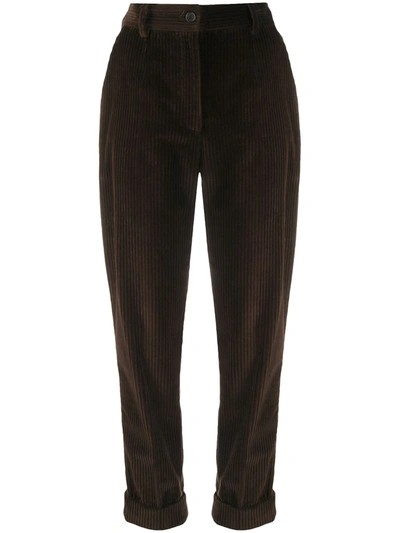 Shop Dolce & Gabbana Corduroy Tapered Trousers In Brown