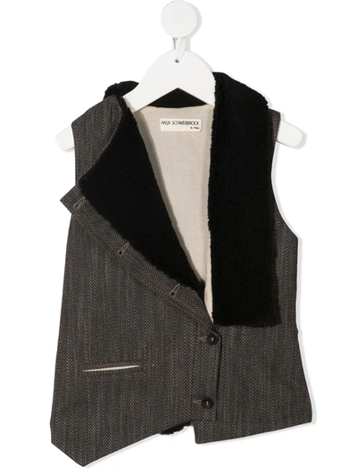 Shop Anja Schwerbrock Lirio Asymmetric Cotton-blend Waistcoat In Black