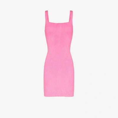 Shop Hunza G Pink Tank Crinkle Mini Dress