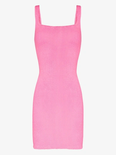 Shop Hunza G Pink Tank Crinkle Mini Dress