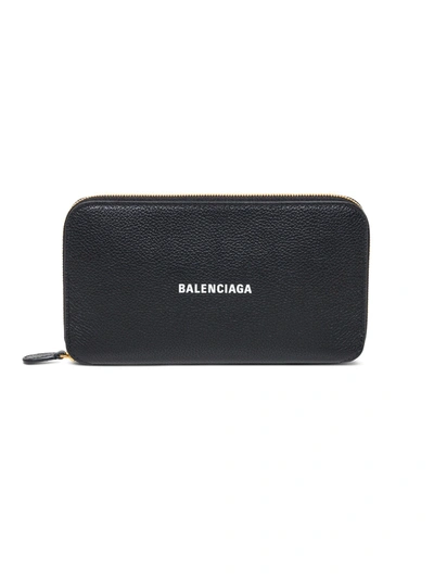 Shop Balenciaga Cash Continental Wallet In Black
