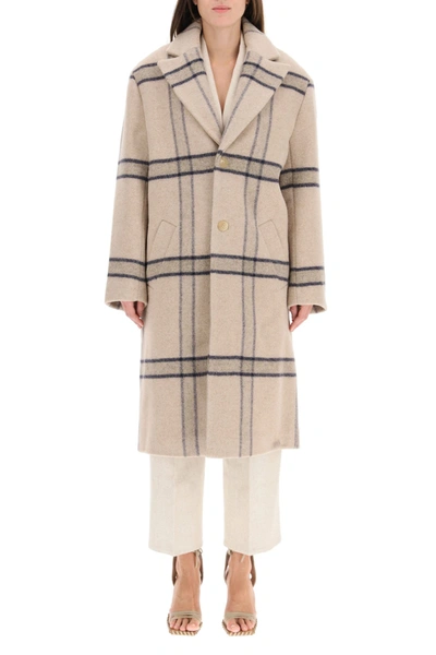 Shop Jacquemus Checked Wagon Coat In Beige Squared
