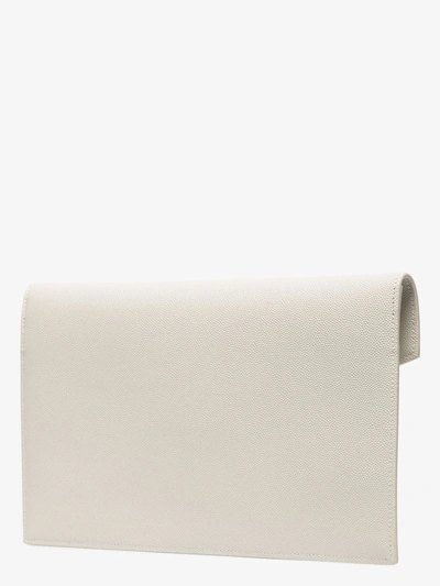 Uptown leather clutch bag Saint Laurent White in Leather - 25280984