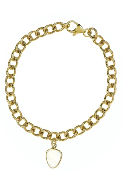 Shop Adornia Curb Chain Moonstone Bracelet In Gold Moonstone