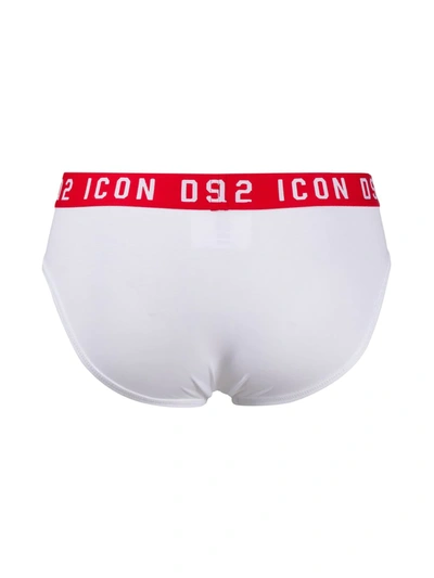 Dsquared2 Icon Logo Embroidered Briefs In White