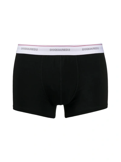 Shop Dsquared2 Logo Embroidered Stripe Detail Boxers In Black