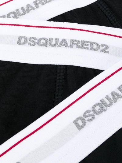 Shop Dsquared2 Logo Embroidered Stripe Detail Boxers In Black