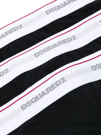 Shop Dsquared2 Logo Embroidered Stripe Detail Briefs In Black