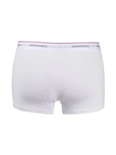 Shop Dsquared2 Logo Embroidered Stripe Detail Boxers In White