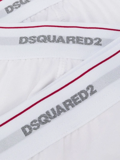 Shop Dsquared2 Logo Embroidered Stripe Detail Boxers In White