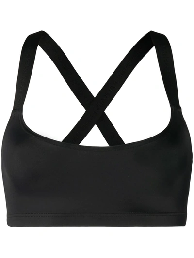 Shop Balmain Embroidered Logo Sports Bra In Black